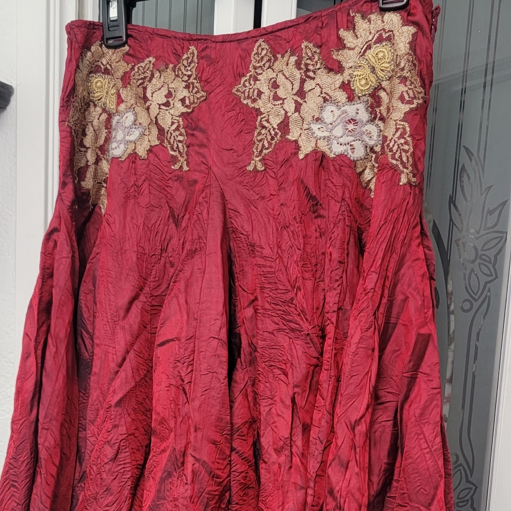 FREE PEOPLE Red Shimmery Skirt